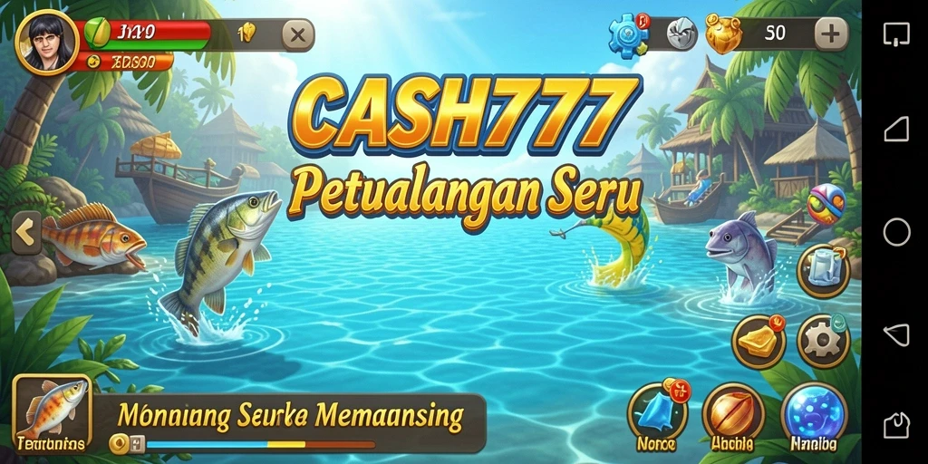 Screenshot gameplay CASH777 menampilkan aksi memancing yang mendebarkan dan indah.