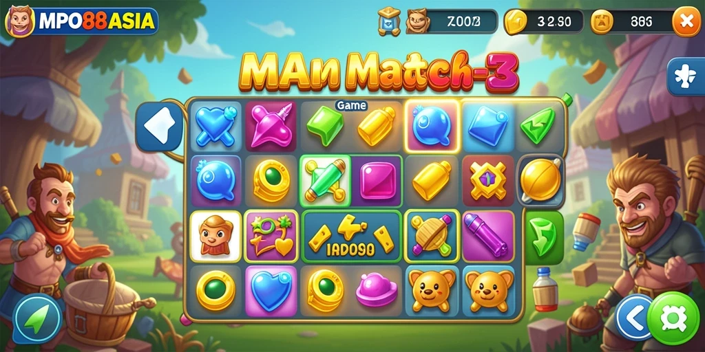 Tampilan gameplay MPO88ASIA yang seru dan menantang di dunia Match-3.